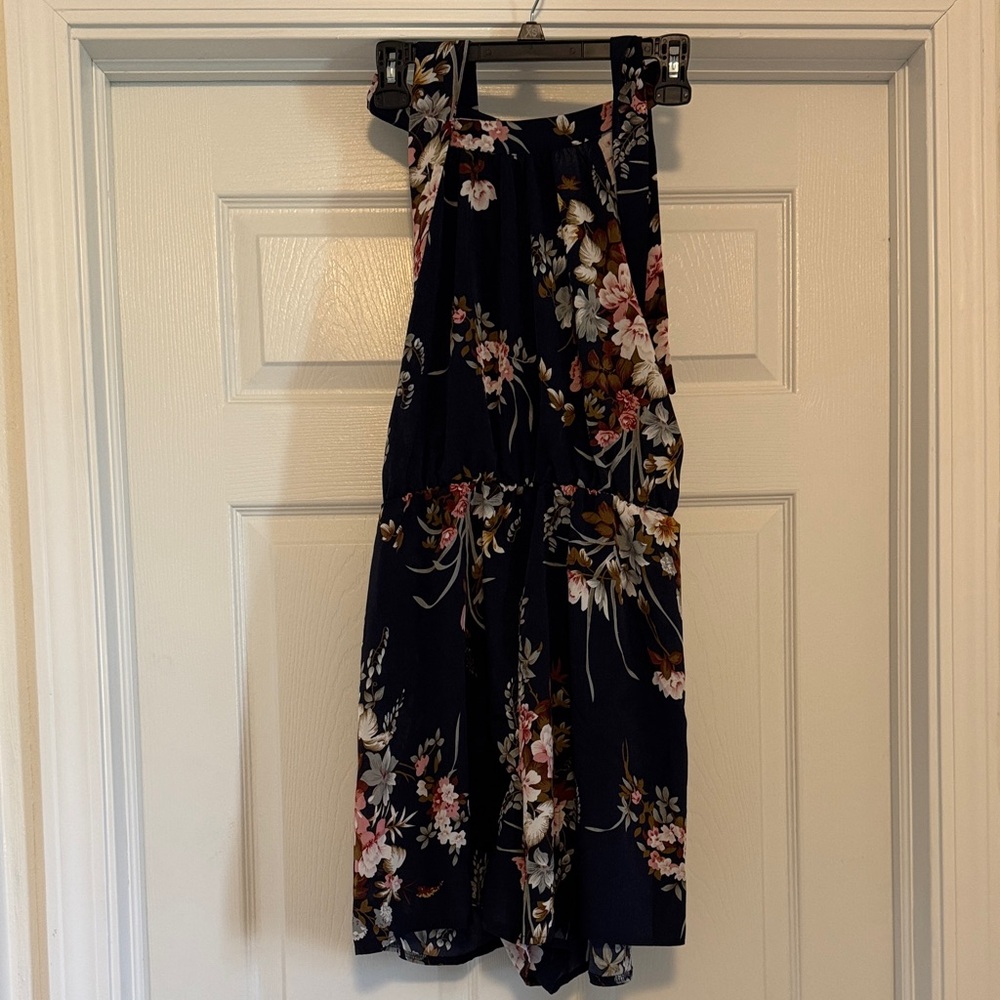 Navy Floral Halter Romper
